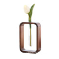 Stand Desktop Solid Wooden Glass Flower tube Vase